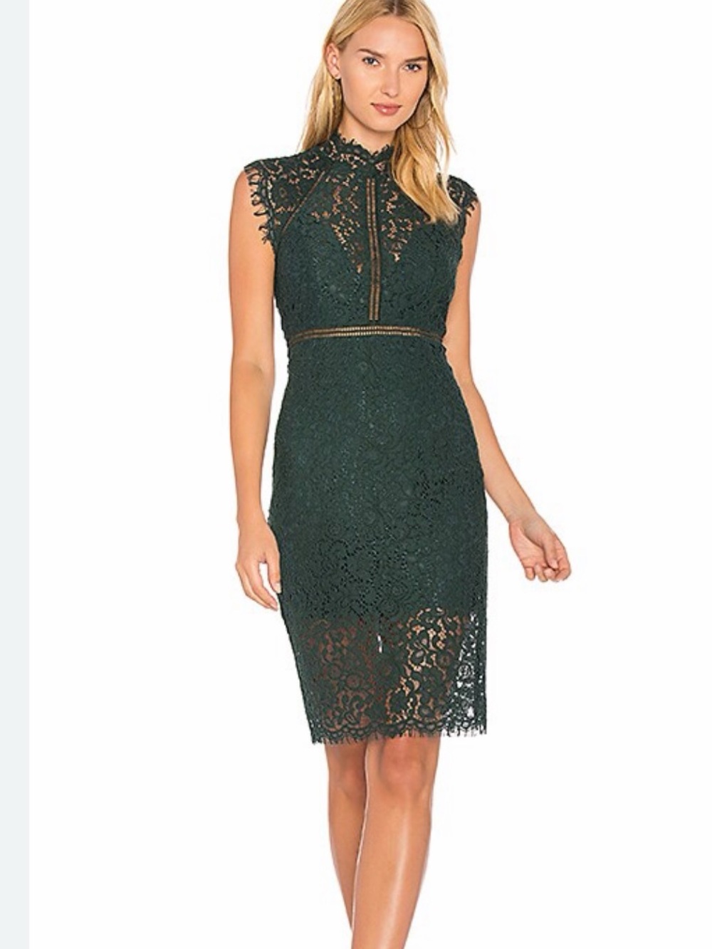 Bardot Special Occassion Lace Midi Hunter Green Dress Sz 10/L